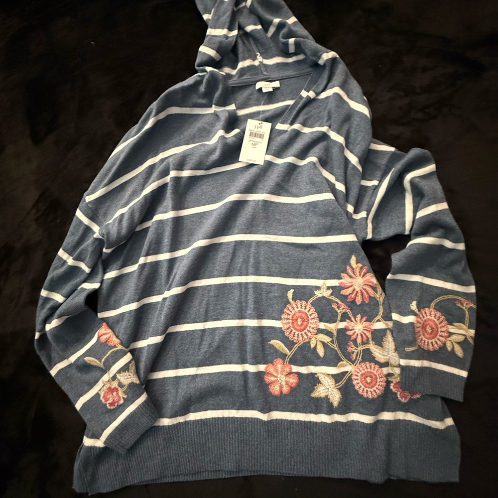 J. Jill Blue and White Striped Sweater